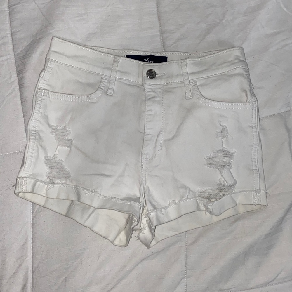 Hollister White Denim High Rise Shorts